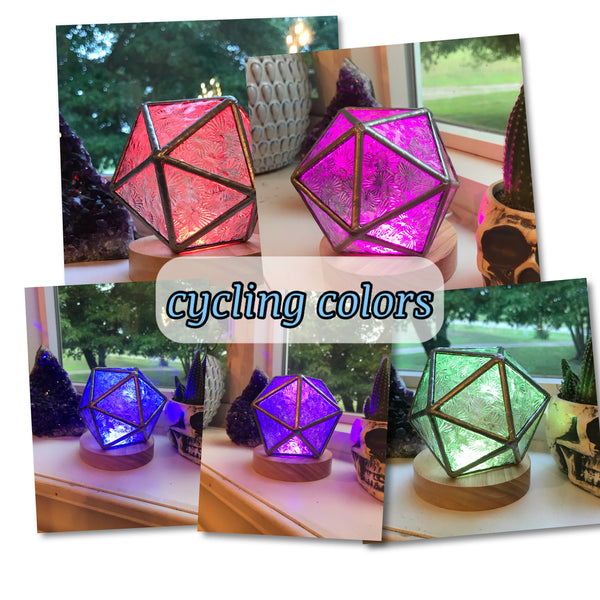 D20 Icosahedron Stained Glass Nightlight