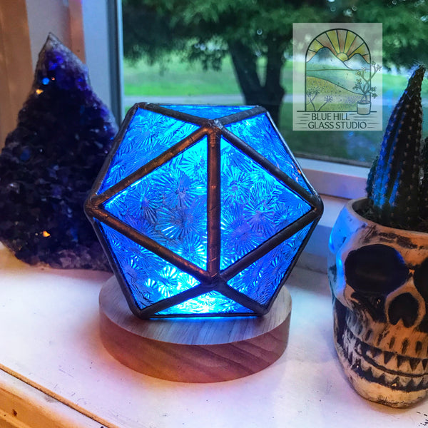 D20 Icosahedron Stained Glass Nightlight