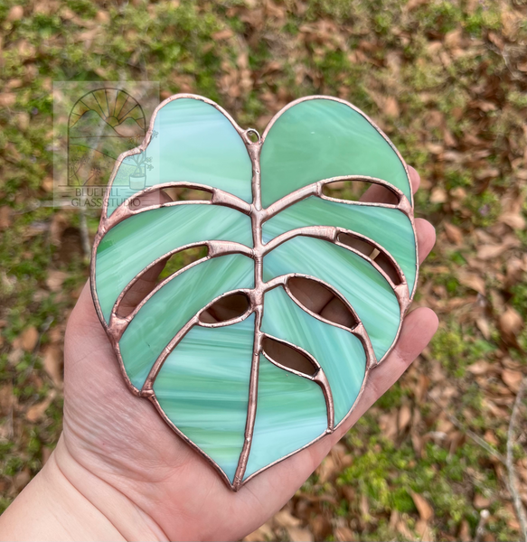 Monstera Leaf stained glass suncatcher