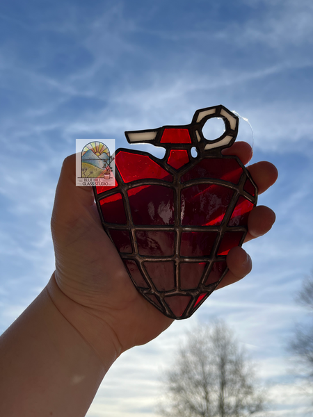 Green Day Stained Glass Grenade Heart Sun catcher , American Idiot Album Inspired Fan Art , Valentine's Day Gift , Green Day Fan
