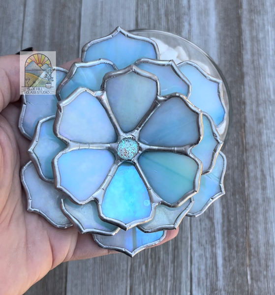 Succulent / Flower Ring Holder Stained Glass - Flower Home Decor