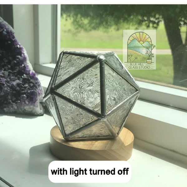 D20 Icosahedron Stained Glass Nightlight