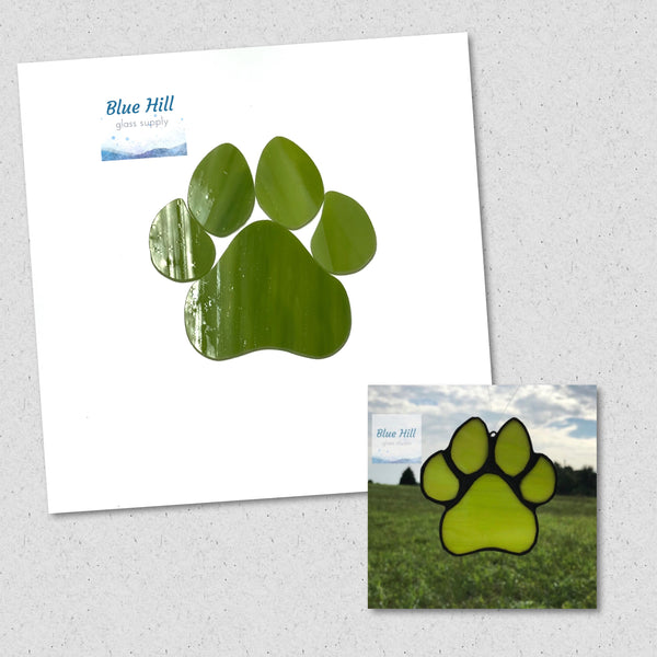 Paw Print Precut Stained Glass and Pattern - Stained Glass DIY kit - Multiple Colors - Beginner Stained Glass Precut