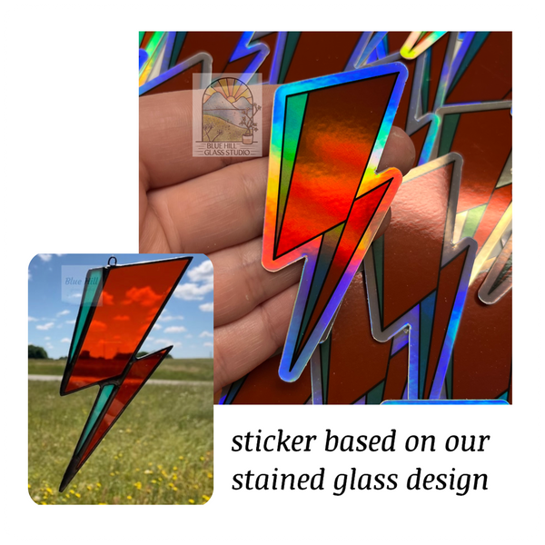 David Bowie Holographic Sticker - Stained Glass Design Stickers - Water bottle Stickers - Laptop Stickers - Aladdin Sane - Ziggy Stardust