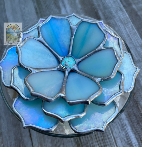 Succulent / Flower Ring Holder Stained Glass - Flower Home Decor