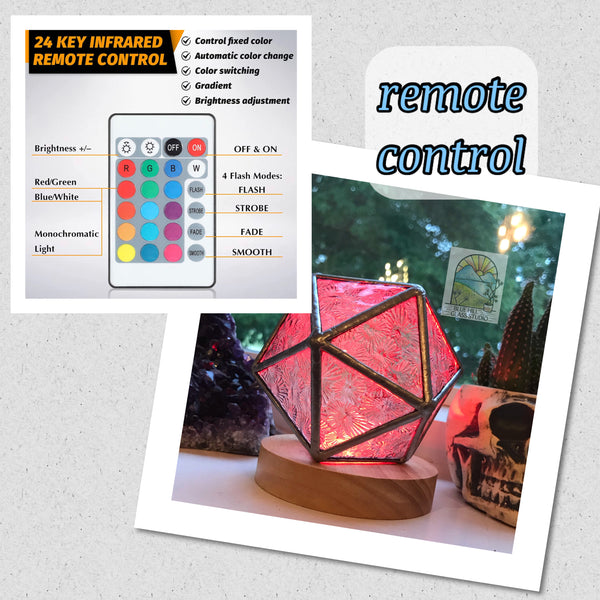 D20 Icosahedron Stained Glass Nightlight