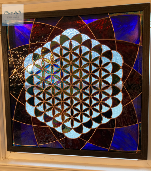 Flower of Life Stained Glass Panel