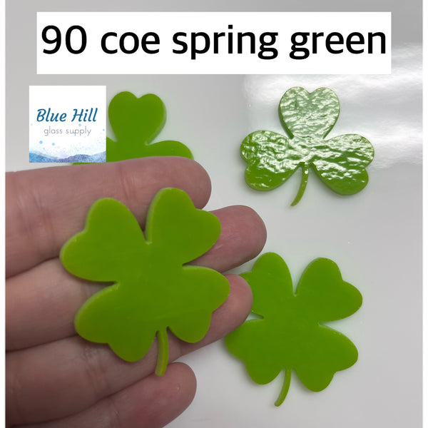 Clover or Shamrock Precut Glass Shapes- 4 pack - Fusible 90 and 96 COE - For Glass Artists - Mosaics - St Patrick’s Day