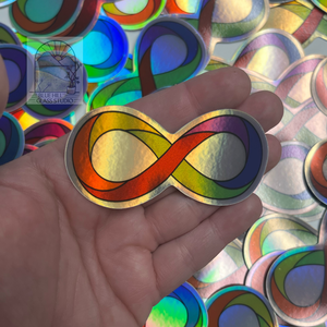 Autism Acceptance Rainbow Infinity Holographic Sticker - Stained Glass Design - Water bottle Stickers - Laptop Stickers - Neurodiversity