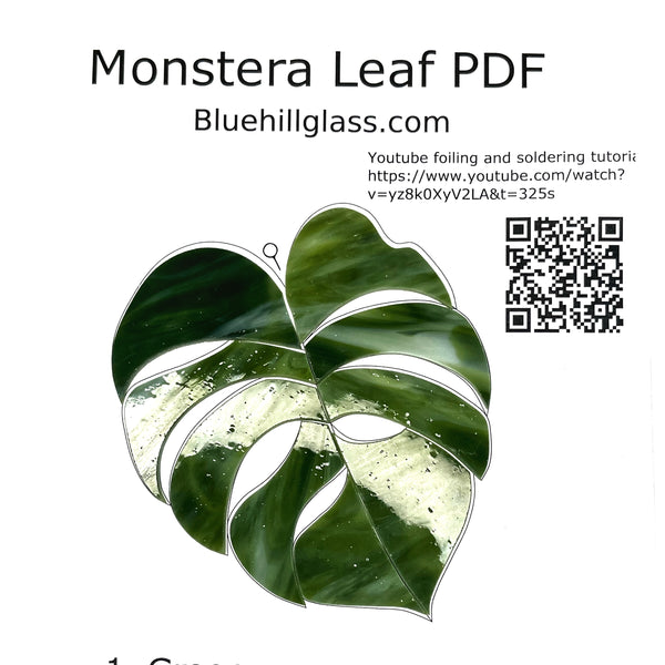 Monstera Leaf Precut Stained Glass Making Kit - Includes Glass, Pattern, Tutorial and Materials List
