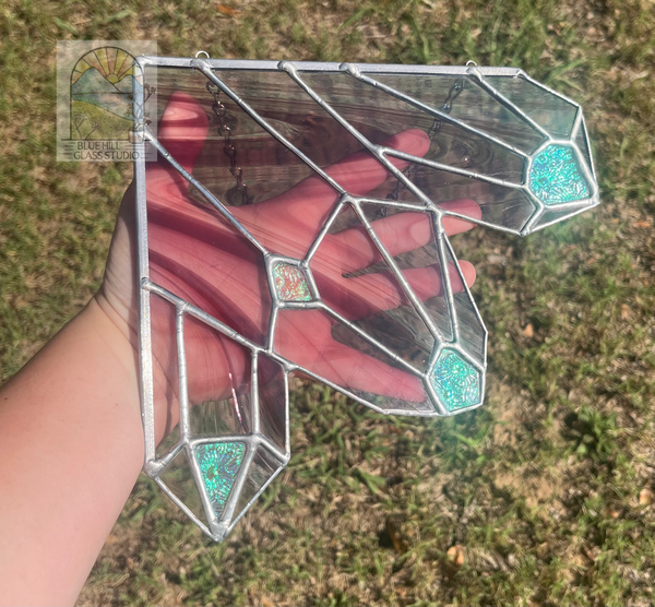 Crystal Corner Cluster Stained Glass Panel - Crystal Sun Catcher