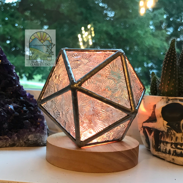 D20 Icosahedron Stained Glass Nightlight