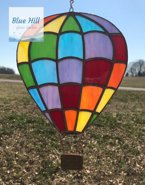 Hot Air Balloon Stained Glass Sun Catcher in a Rainbow of Colors