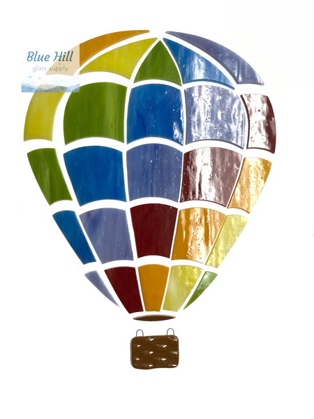 Hot Air Balloon Precut Stained Glass Kit - DIY Crafts - Rainbow Balloon with Fused Glass Basket - Includes Pattern - Materials List