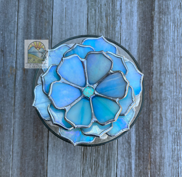 Succulent / Flower Ring Holder Stained Glass - Flower Home Decor