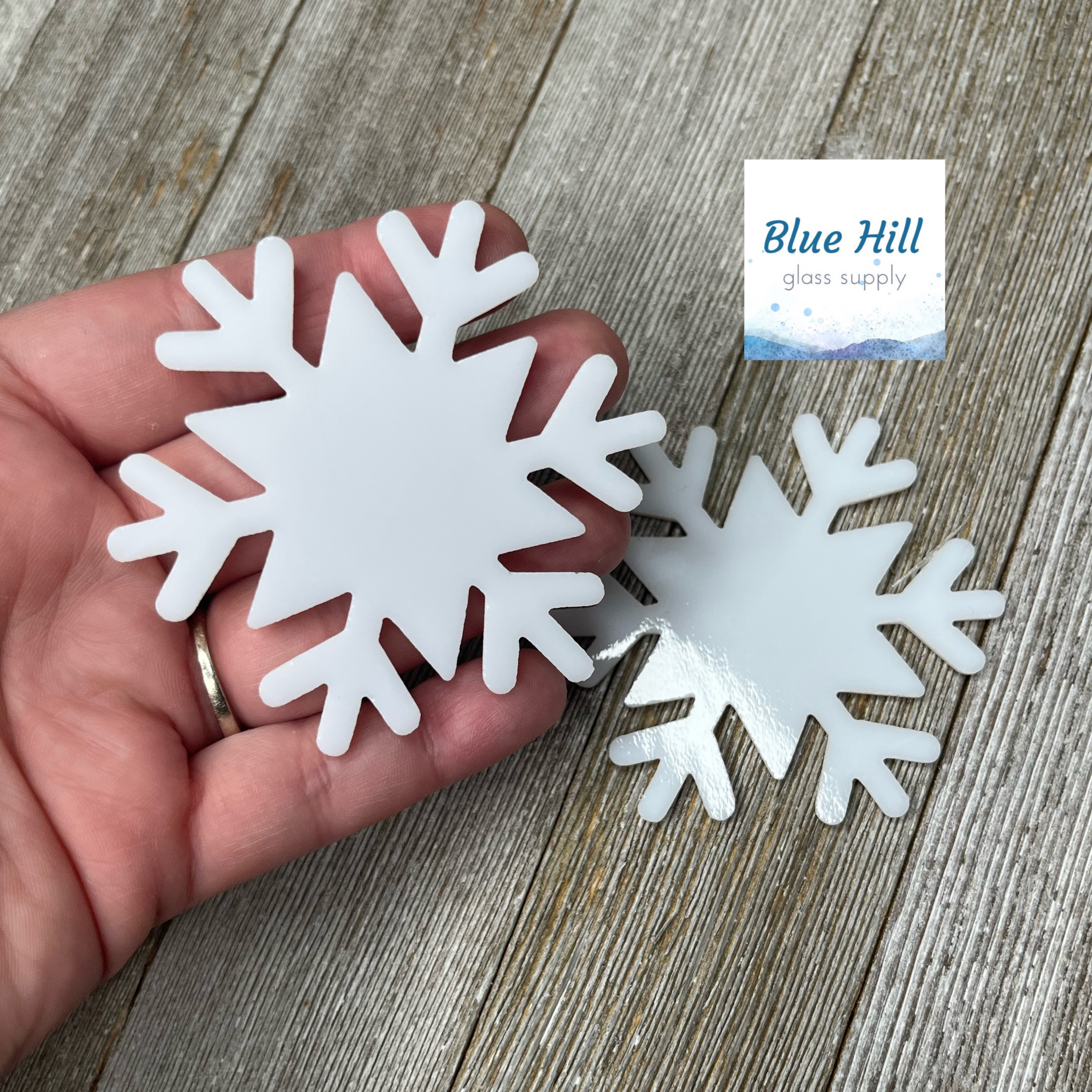 Snowflake 2 pack Precut Glass Shape - Ornaments - Fusible 90 and 96 COE - For Glass Artists - Mosaics - Holiday Precut - Snow