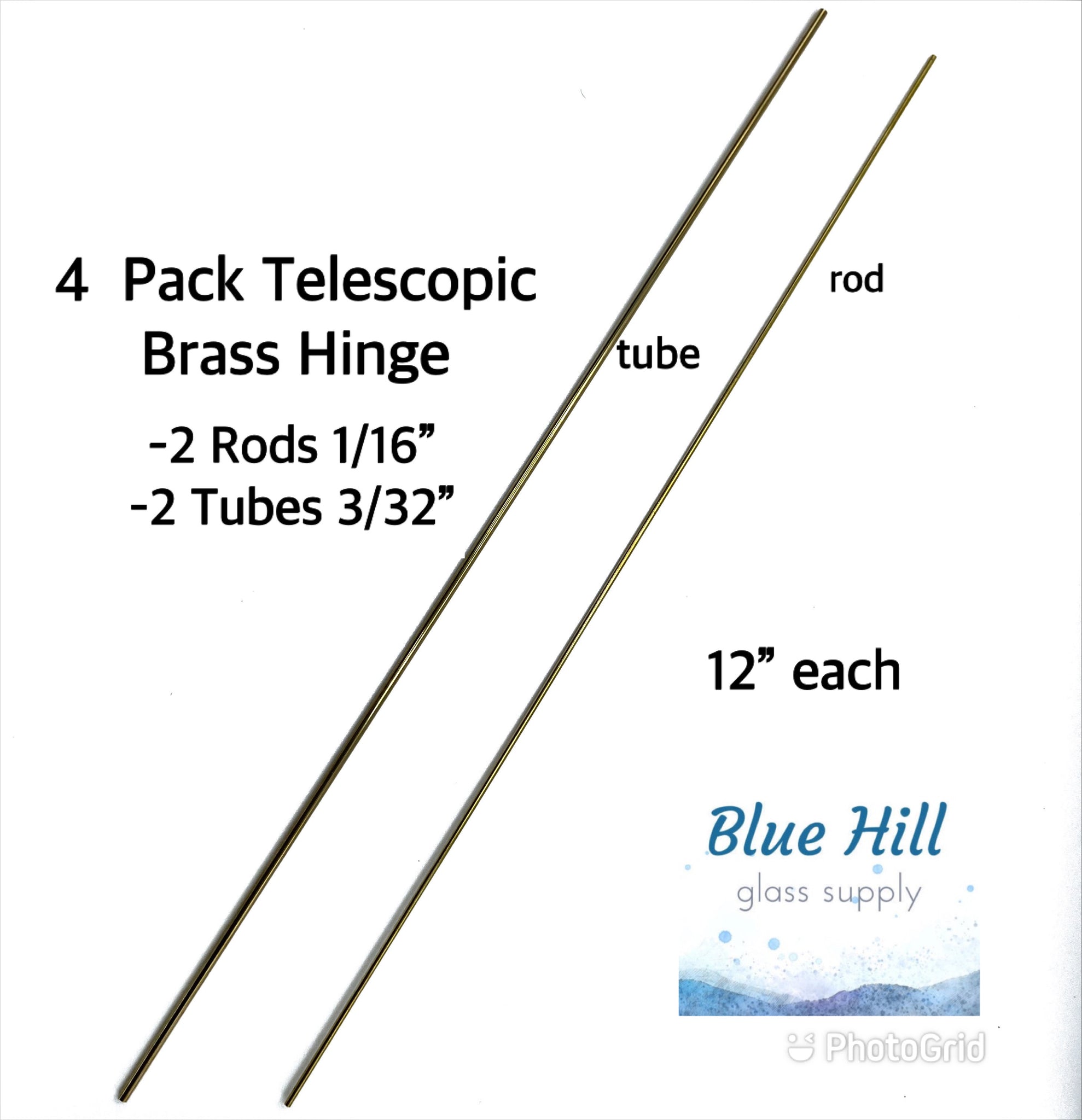 Hinge for Stained Glass Boxes - 2 Pack- Rod and Tube -12” Each - Brass Jewelry Box Fastener - Solderable Hinge for Crafts