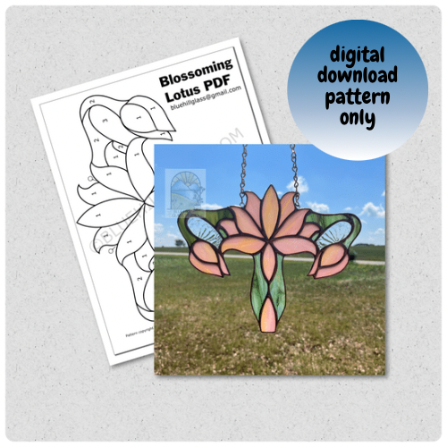 Blossoming Lotus Stained Glass Pattern - Flower Female Reproductive System - PDF Digital Download