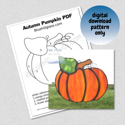 Pumpkin Stained Glass Pattern - Digital Download Only  - Stained Glass DIY -Autumn Pumpkin - Fall Pumpkins - Beginner Glass Patterns