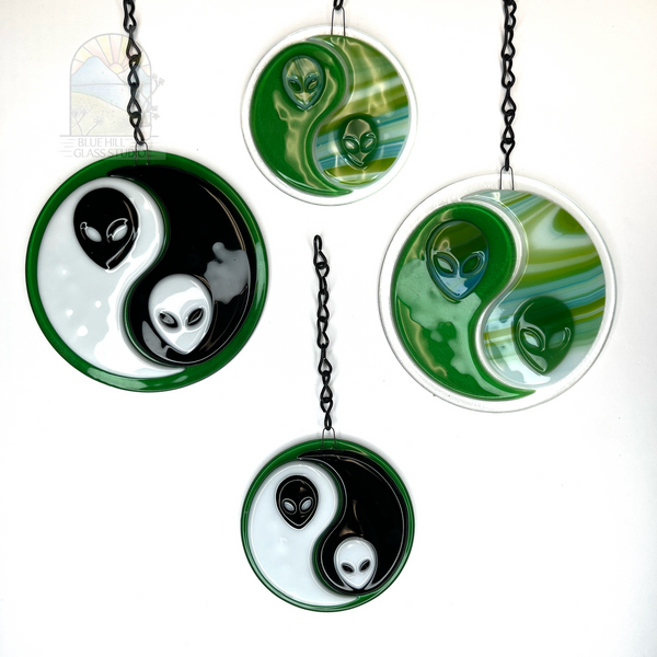 Alien Yin Yang Fused Glass Sun Catchers