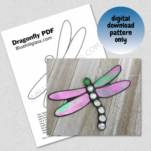 Dragonfly Stained Glass Pattern  - DIGITAL DOWNLOAD - Stained Glass DIY - Beginner Stained Glass Patterns - Nature Patterns - Bugs and Insects - Easy Pattern