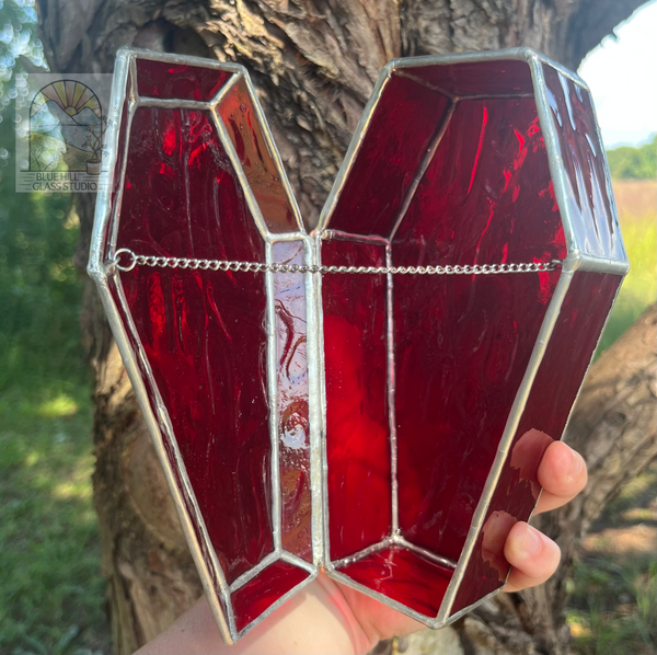 Red Coffin Stained Glass Box - 3D Jewelry Box - Halloween Display