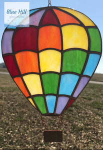 Hot Air Balloon Precut Stained Glass Kit - DIY Crafts - Rainbow Balloon with Fused Glass Basket - Includes Pattern - Materials List