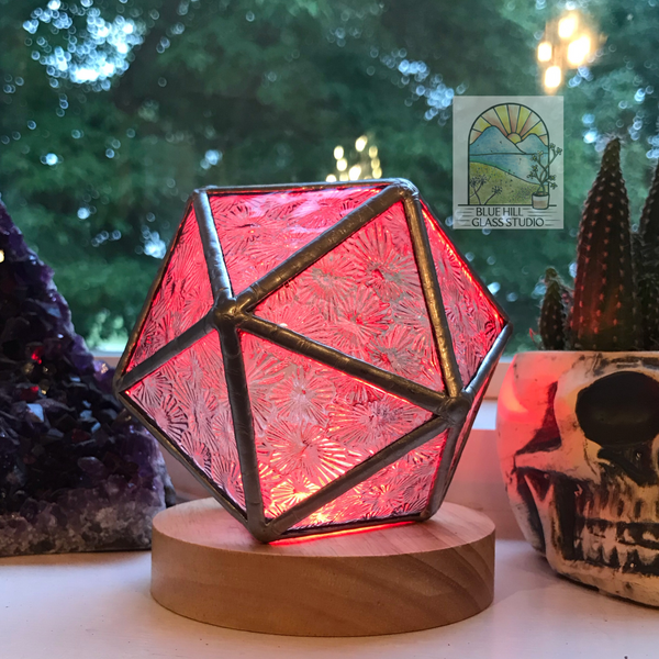 D20 Icosahedron Stained Glass Nightlight