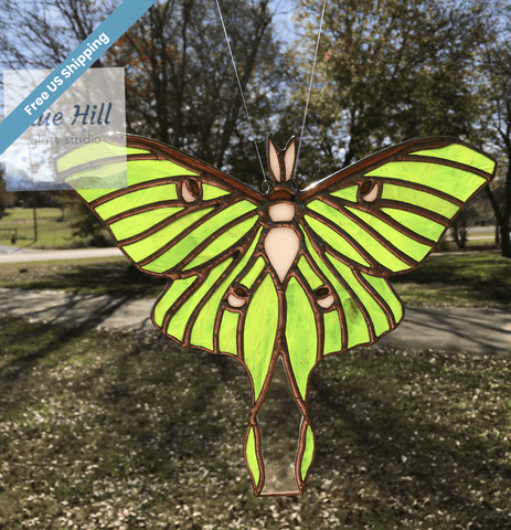 Luna Moth Stained Glass Suncatcher - Moth Wall Art