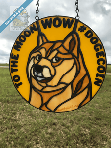 Doge Coin Meme Stained Glass Sun Catcher