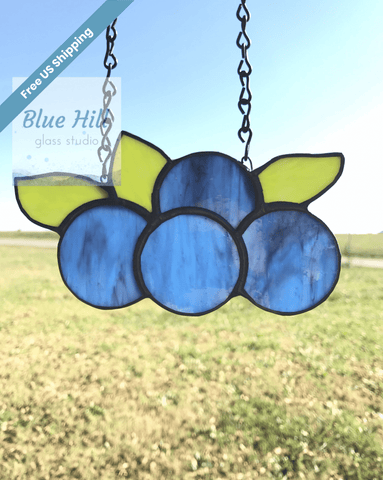 Blueberries Stained Glass Sun catcher - Fruit Series