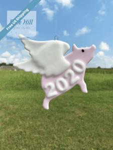 When Pigs Fly 2020 Fused Glass Sun Catcher - Christmas Ornament - Ornament exchange - 2020 Ornament - Pig Home Decor - Funny Gift