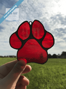 Stained Glass Pet Paw in Multiple Colors - Pet Loss Gift