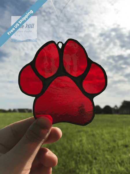 Stained Glass Pet Paw in Multiple Colors - Pet Loss Gift