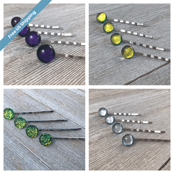 Dichroic Glass Hairpins , Multiple Colors