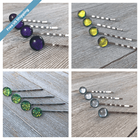 Dichroic Glass Hairpins , Multiple Colors