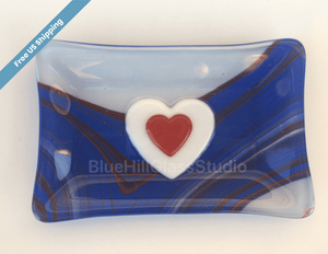 Heart Fused Glass Soap / Trinket Dish