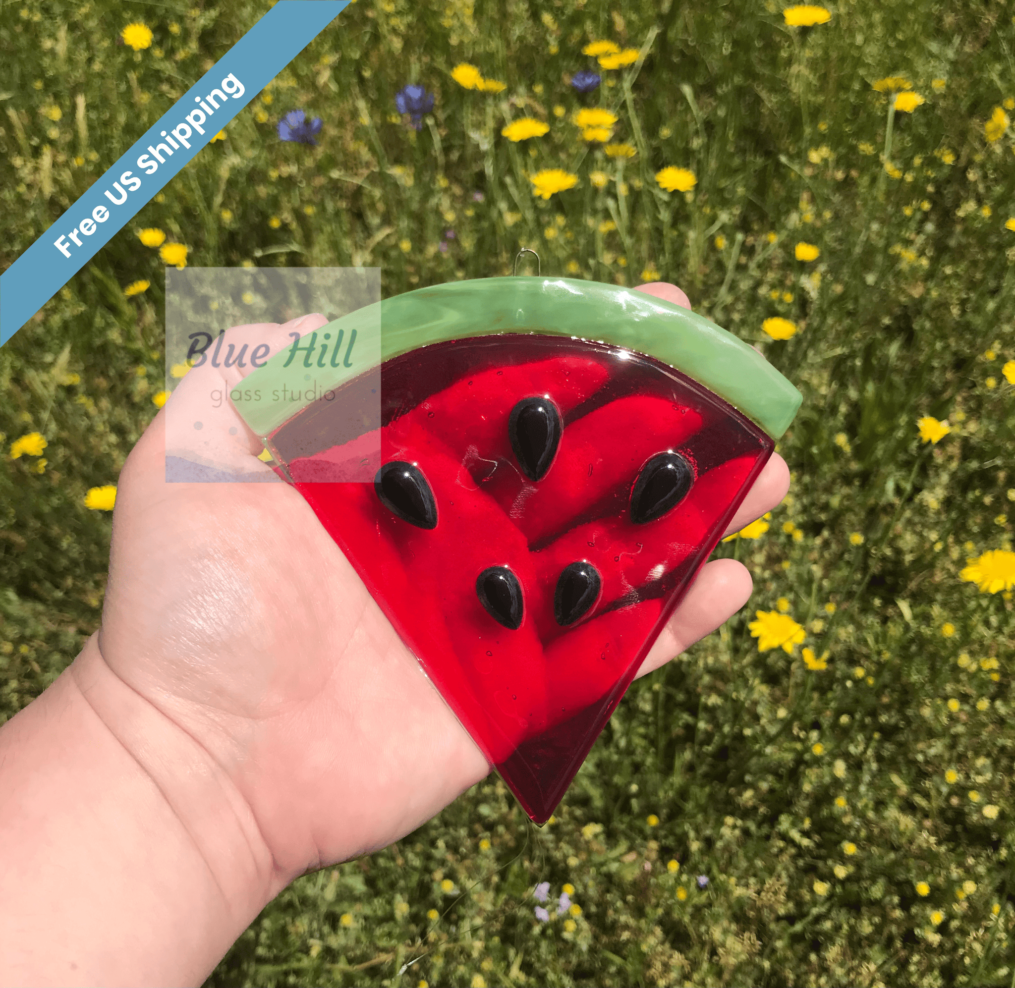 Watermelon Fused Glass Sun catcher - Fruit Series