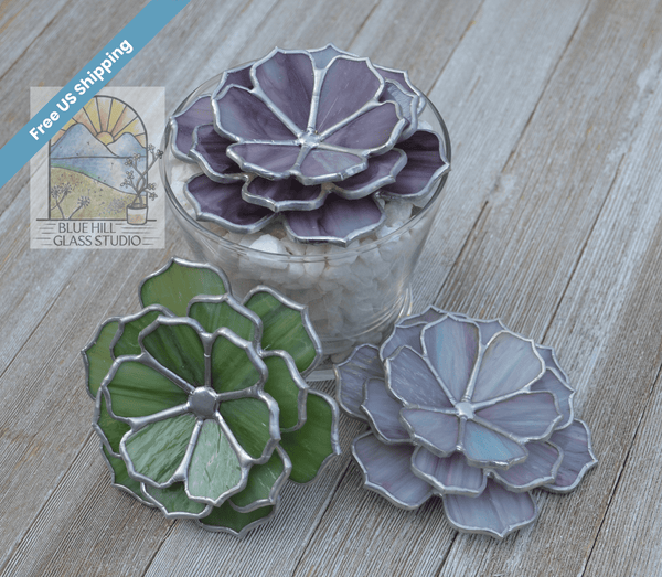 Succulent Ring Holder Stained Glass - Cactus Flower Home Decor