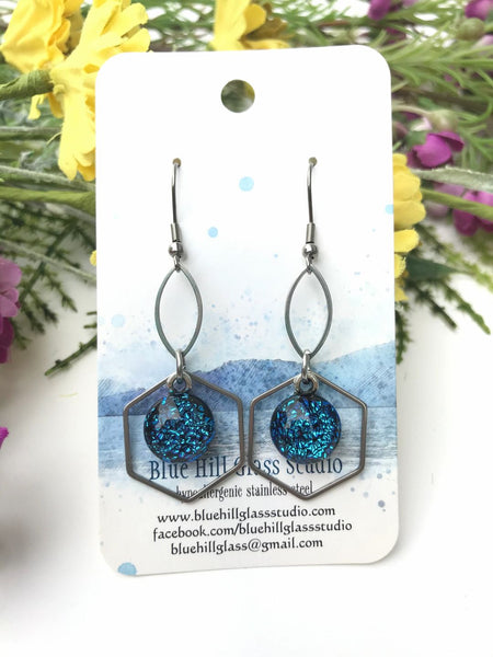 Geometric Fused Glass Dangles - Hexagon Ovals