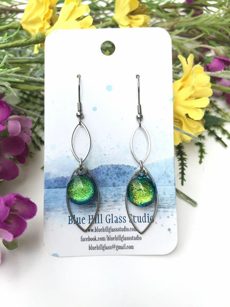 Geometric Fused Glass Dangle - Ellipse Double - Multiple colors