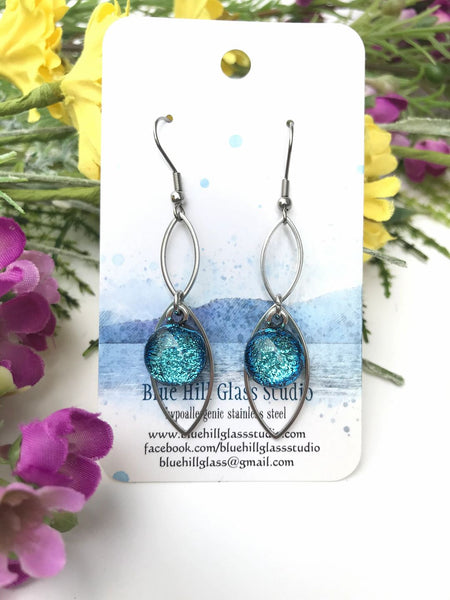 Geometric Fused Glass Dangle - Ellipse Double - Multiple colors