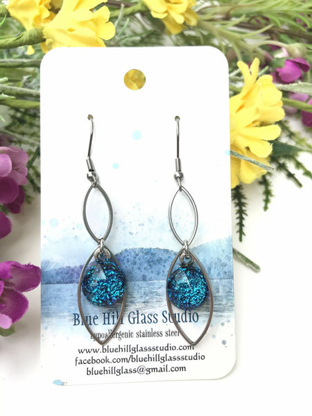 Geometric Fused Glass Dangle - Ellipse Double - Multiple colors