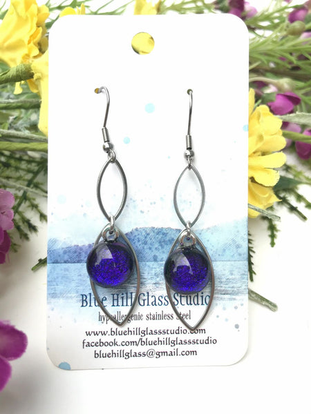 Geometric Fused Glass Dangle - Ellipse Double - Multiple colors