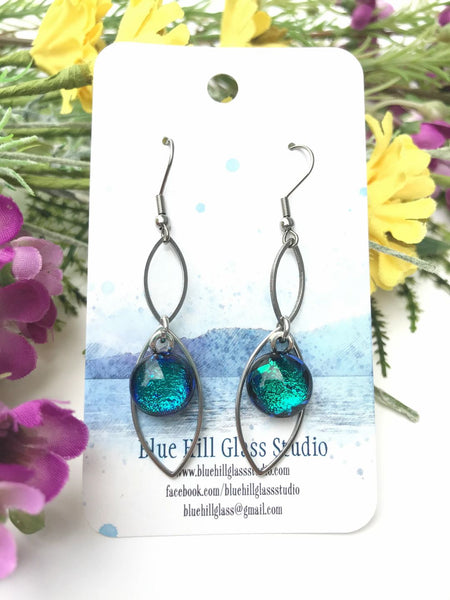 Geometric Fused Glass Dangle - Ellipse Double - Multiple colors
