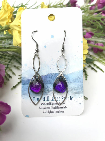 Geometric Fused Glass Dangle - Ellipse Double - Multiple colors