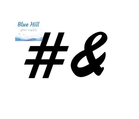 96 COE Script Font Ampersand OR Hashtag Symbols for Fusing - & - # - 96 COE Glass - Black - White