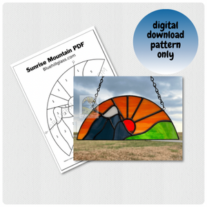Sunrise Mountain Stained Glass Pattern - PDF Digital Download - Sunset Pattern