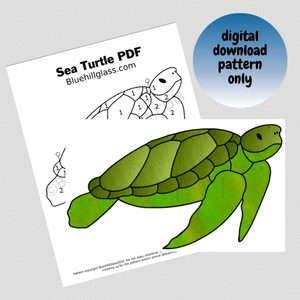 Sea Turtle Stained Glass Pattern - Digital Download Only  - Stained Glass DIY - Nature Glass Patterns - Ocean Scene Beginner to Intermediate